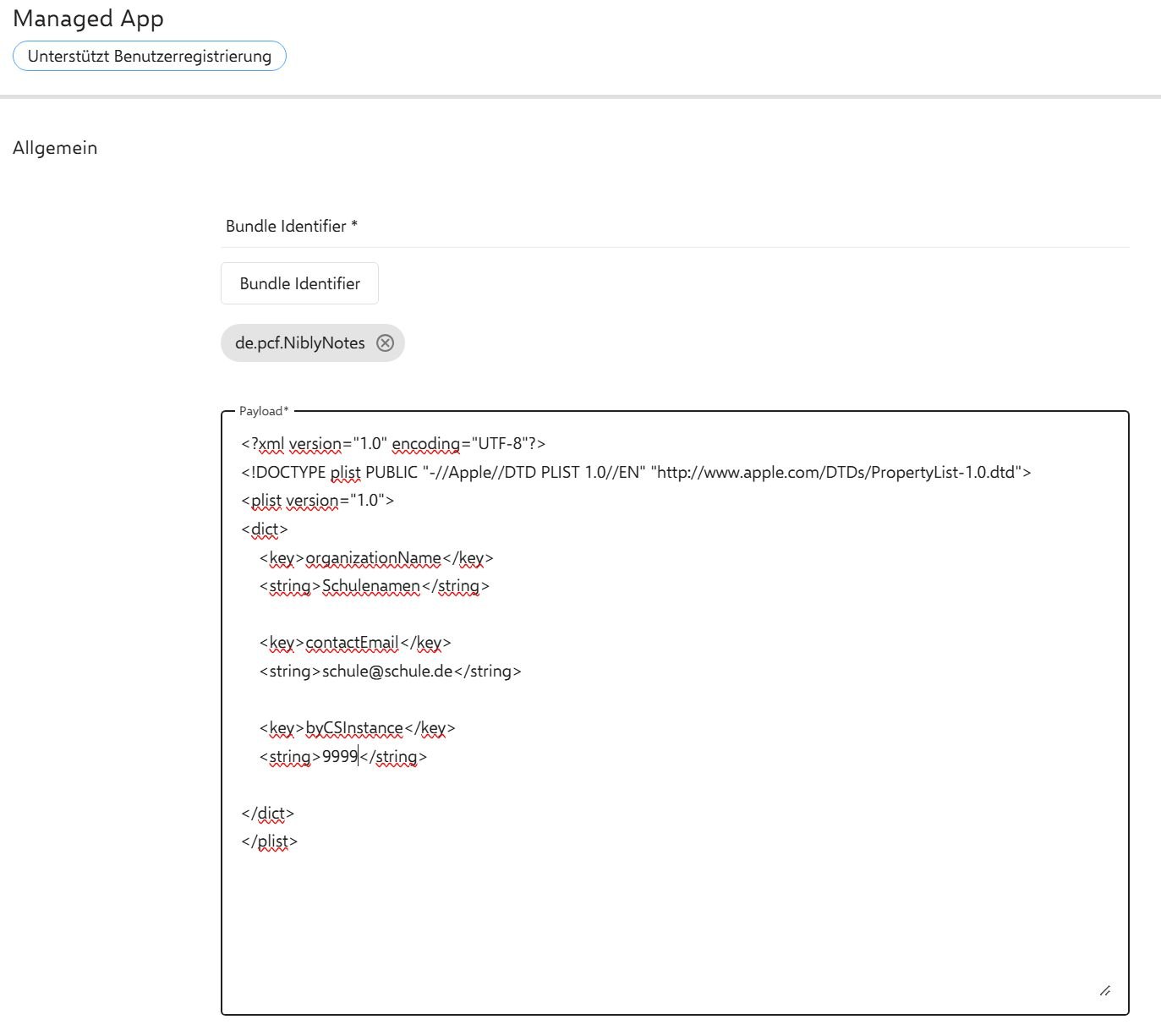 Symbolic image of managed configuration via MDM