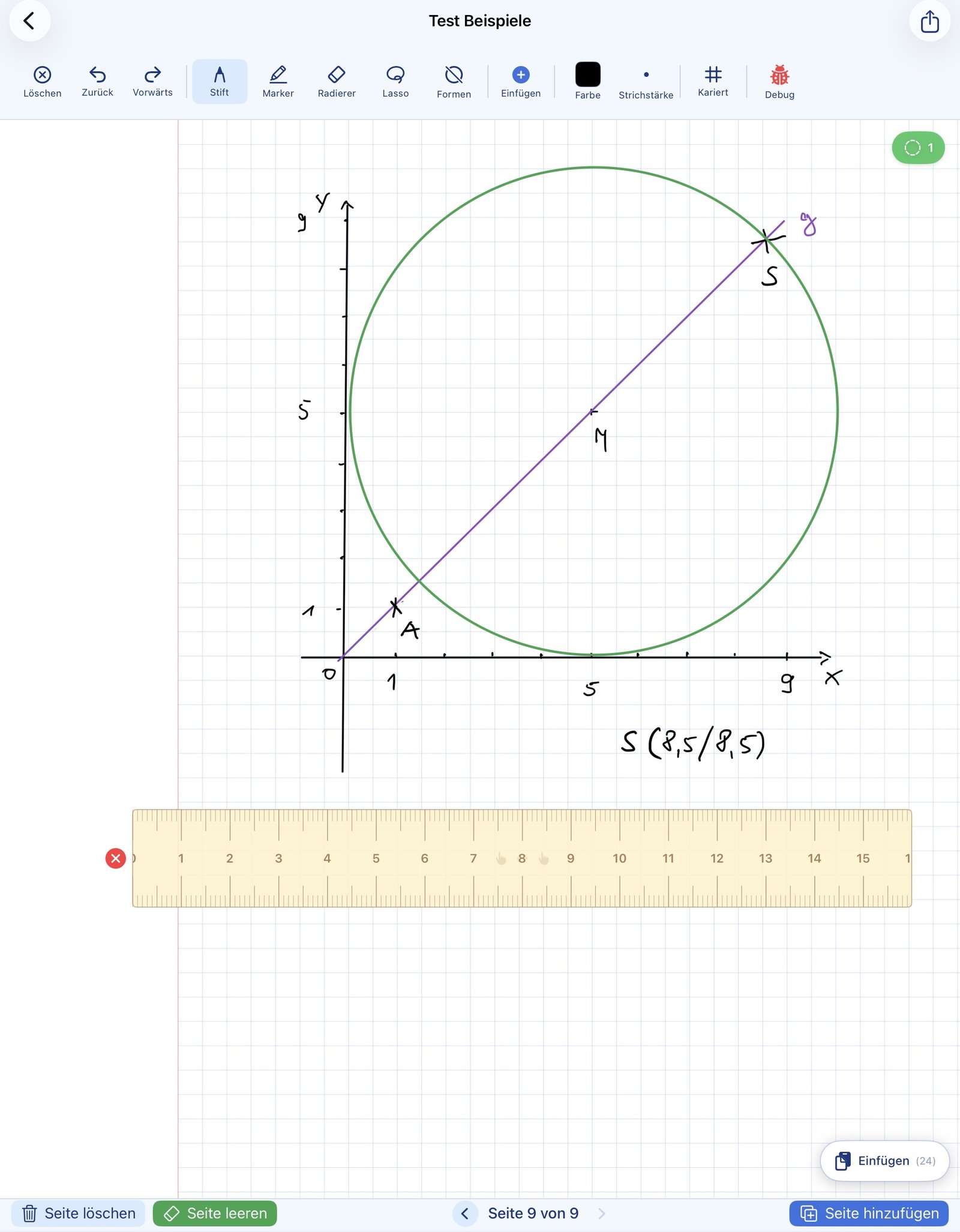 Two-finger ruler gesture